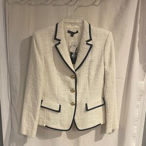 Lafayette 148 New York Cream Blazer with Black Accents